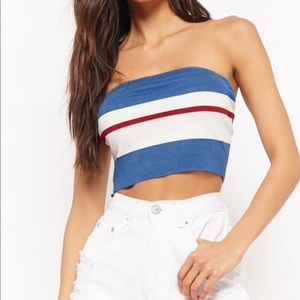 RED WHITE AND BLUE CROP TOP